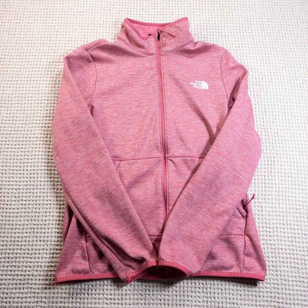 The North Face Womens Pink Heather Full Zip Fleece Jacket Mock Neck Small
